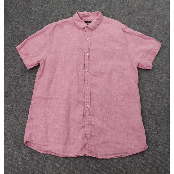 Banana Republic Other - BANANA REPUBLIC Linen Shirt‎ Mens XL Pink Short Sleeve Camden Standard Fit Beach